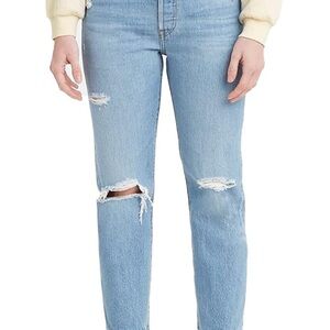 Levi's Blue Straight Leg Jeans with Distressed Knees